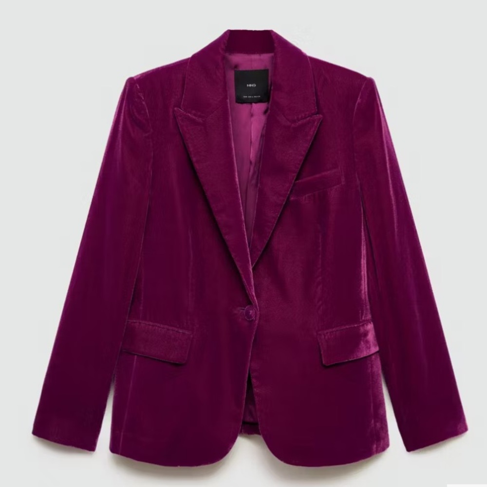 New: MNG Mango Structured Velvet Blazer. Size 6 - Picture 2 of 12